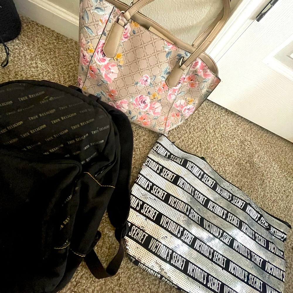Nine West Purse & True Religion Backpack & Victoria Secret Travel Bag
